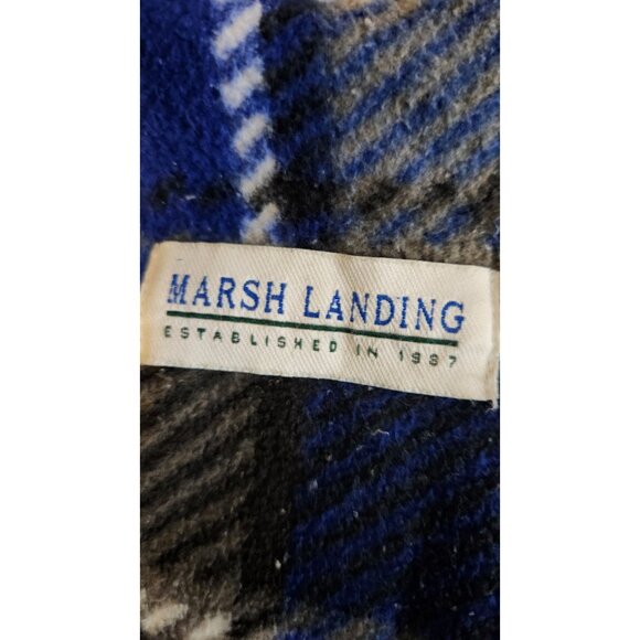 Vintage Marsh Landing Mens Fleece Jacket Large Blue Plaid Outerwear Cabincore - Picture 3 of 6